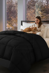 Soft Black Quilted Comforter with Corner Tabs