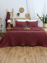 Mahroon Cotton Waffle Weave King Size Blanket | Lightweight | Breathable
