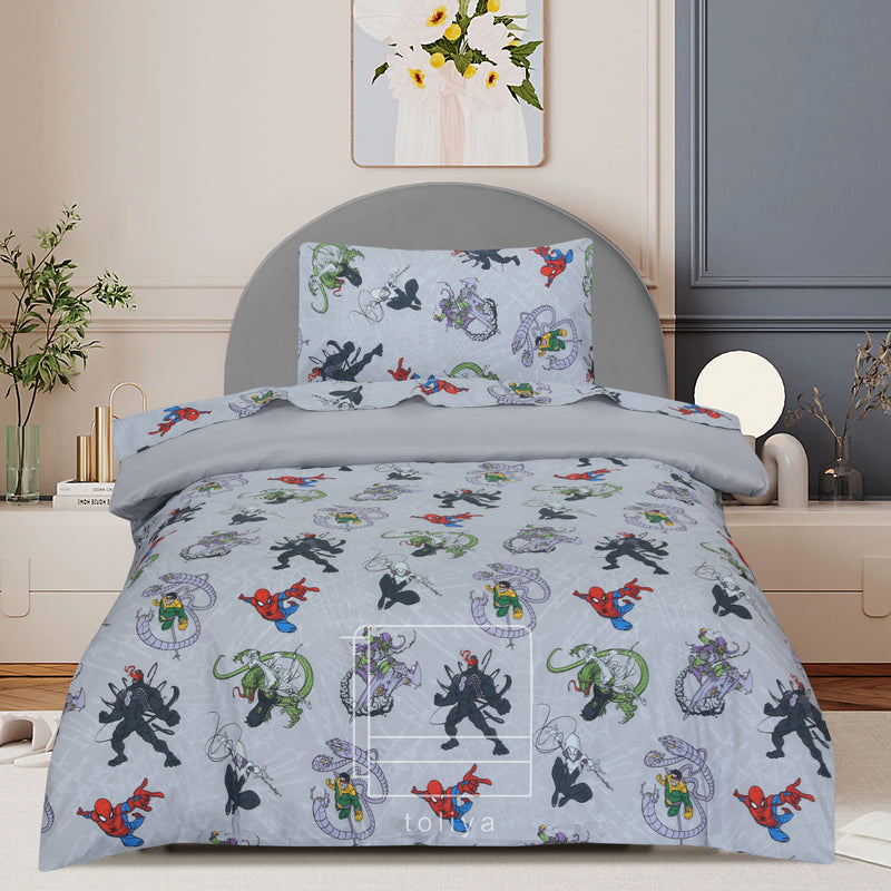 Kids Duvet Set with Flat Sheet with Pillow Cover Venom & Spider