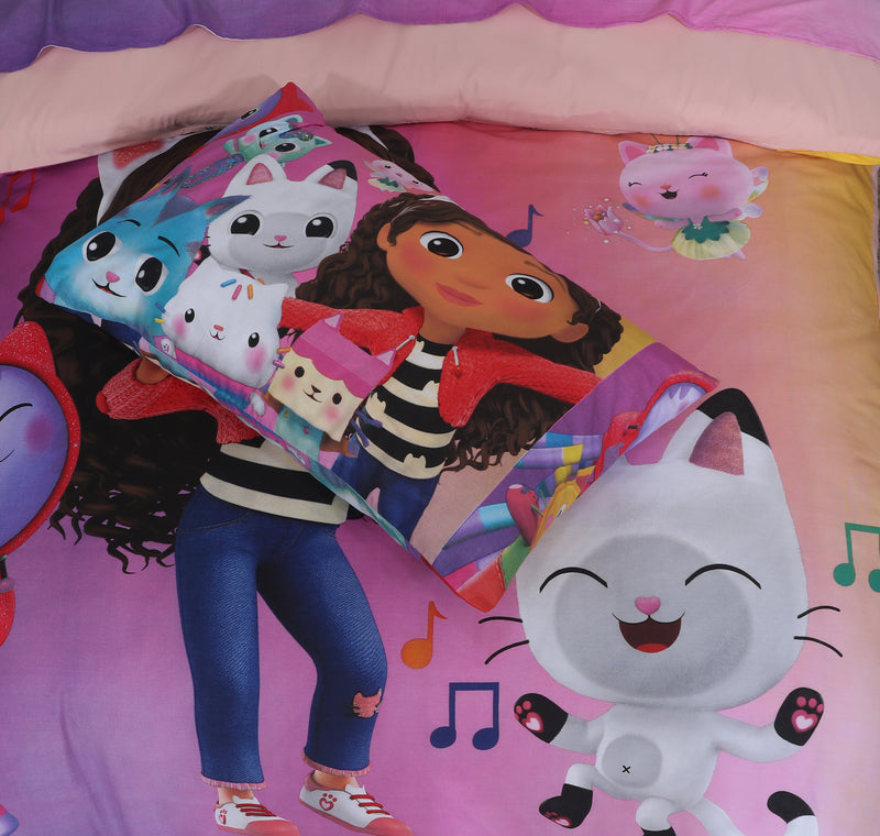 Kids Duvet Set with Flat Sheet with Pillow Cover Gabby's Doll House