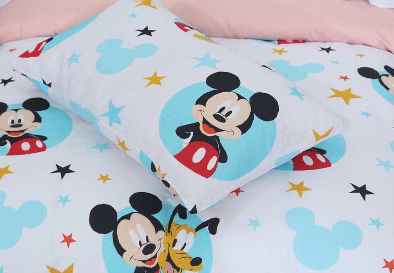 Kids Duvet Set with Flat Sheet with Pillow Cover Mickey with Dog