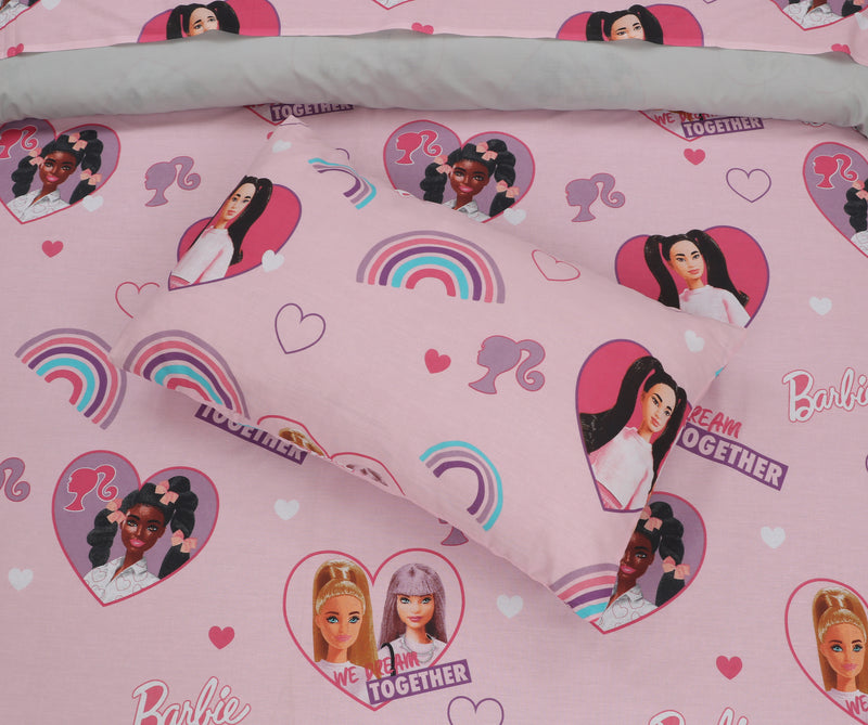 Kids Duvet Set with Flat Sheet with Pillow Cover Barbie