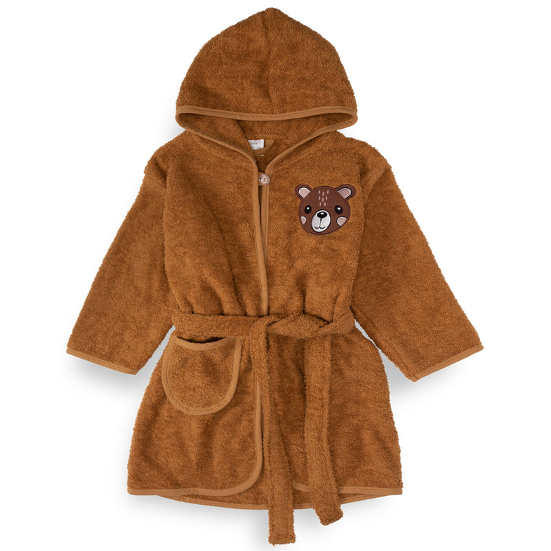 Bear Hooded Baby Bathrobe – Brown (Ages 9 Months to 3 Years)