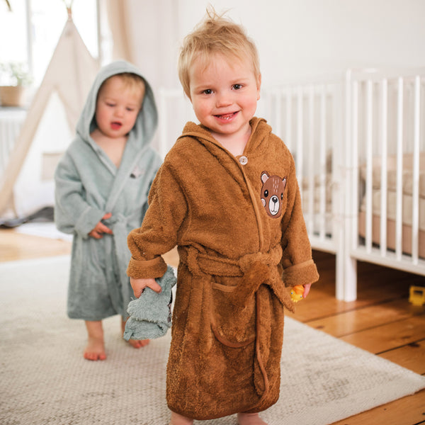 Bear Hooded Baby Bathrobe – Brown (Ages 9 Months to 3 Years)