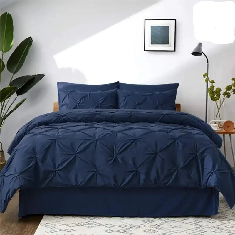 8 Pcs Diamond Navy Bed Sheet Set with Quilt, Pillow and Cushions Covers