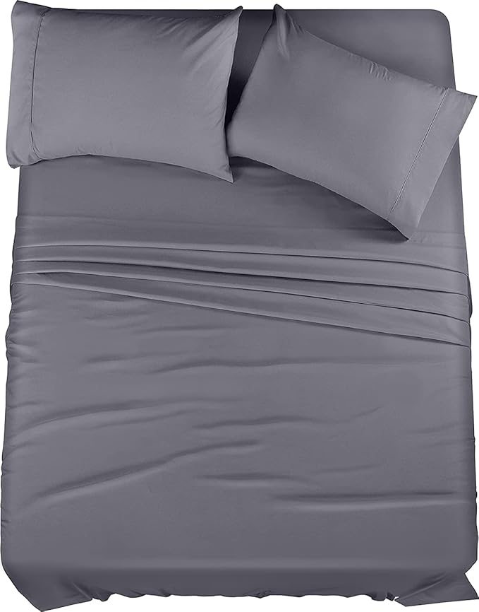 Toliya Bedding  - 4 Piece Bed Sheets  King Size Soft and Breathable Microfiber, Includes 1 Fitted Sheet, 1 Flat Sheet and 2 Pillow