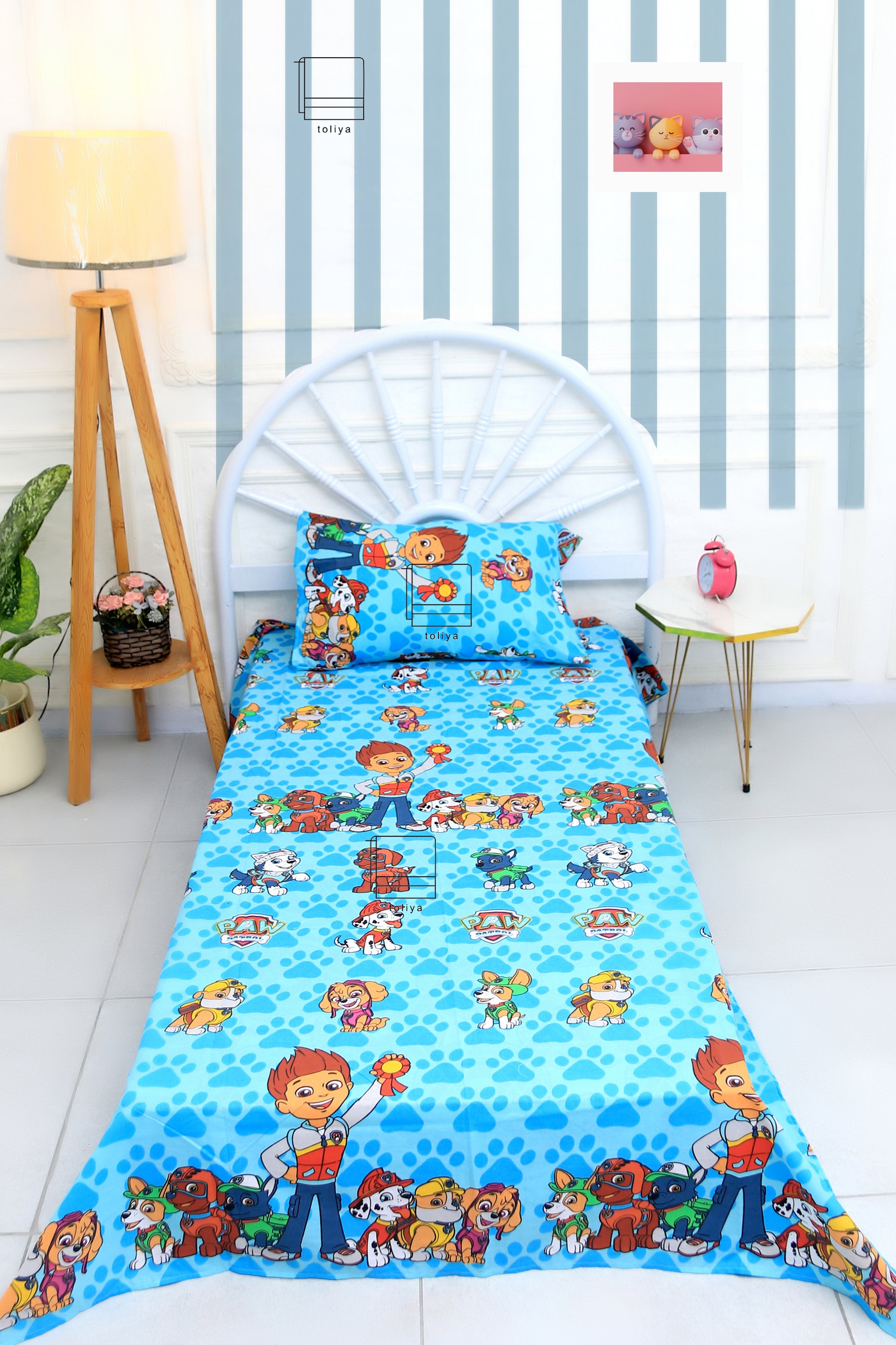 Kids Duvet Set with Flat Sheet with Pillow Cover