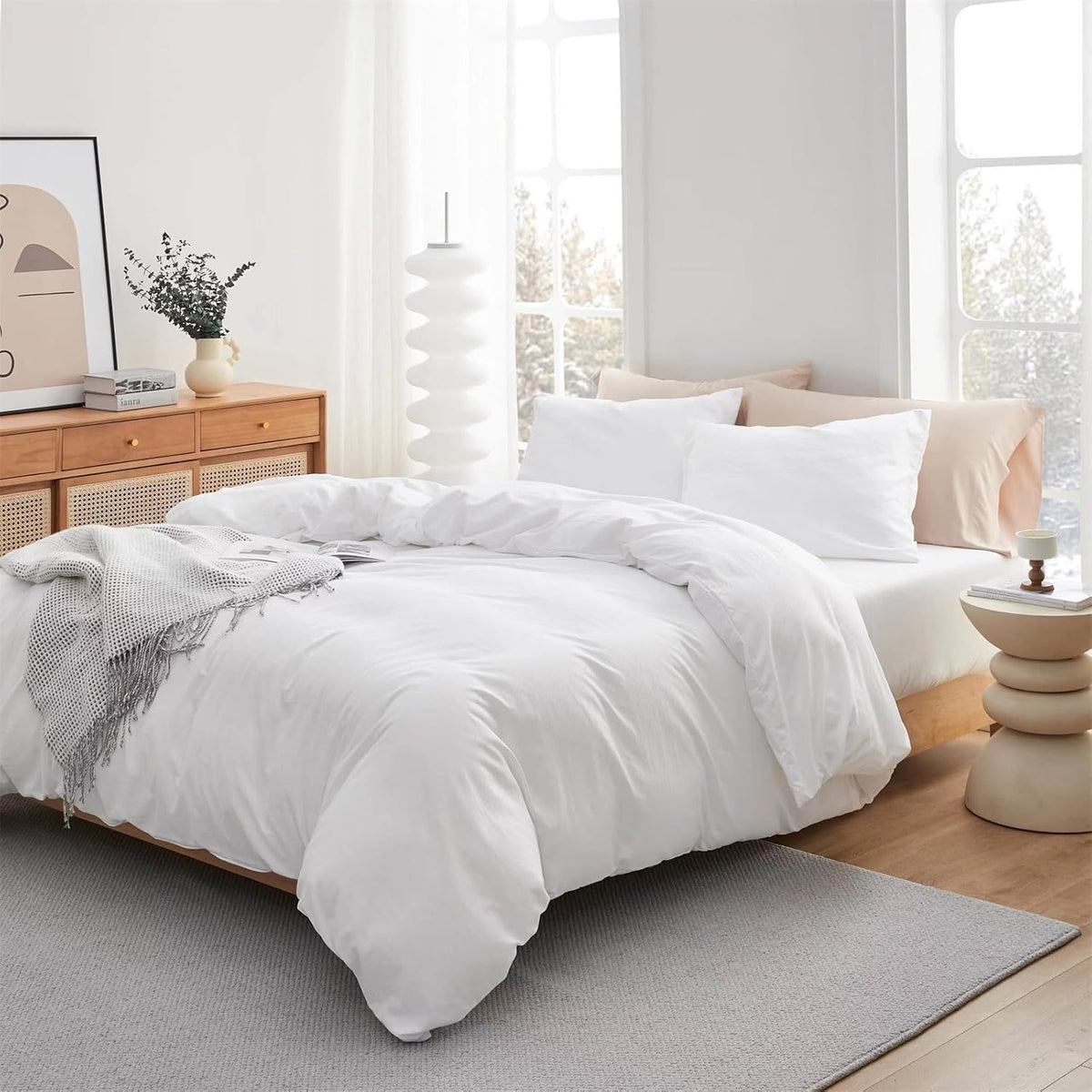 Soft White Quilted Comforter with Corner Tabs