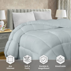 Soft Silver Quilted Comforter with Corner Tabs