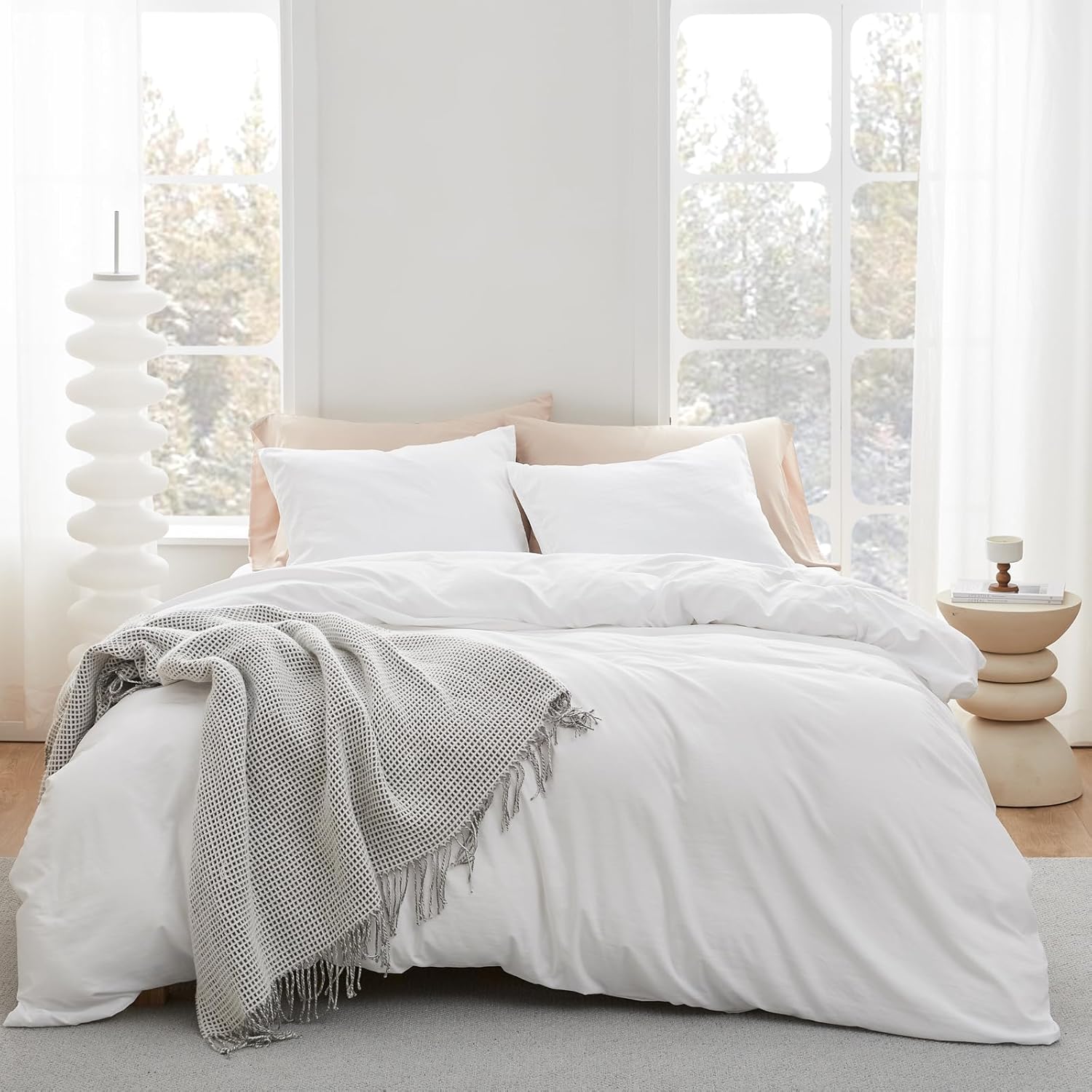 Soft White Quilted Comforter with Corner Tabs
