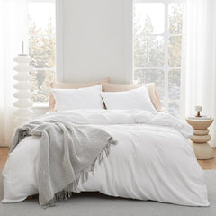 Soft White Quilted Comforter with Corner Tabs
