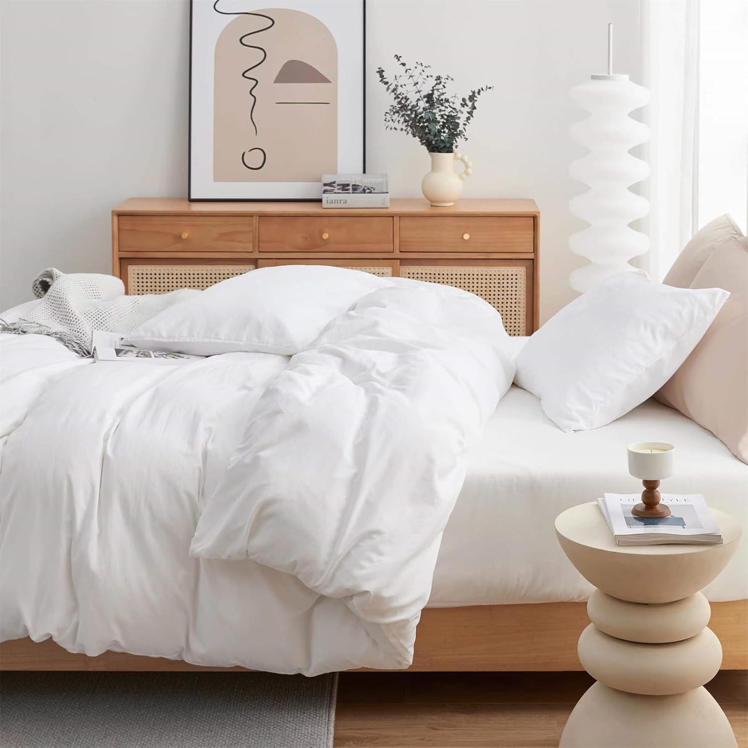 Soft White Quilted Comforter with Corner Tabs