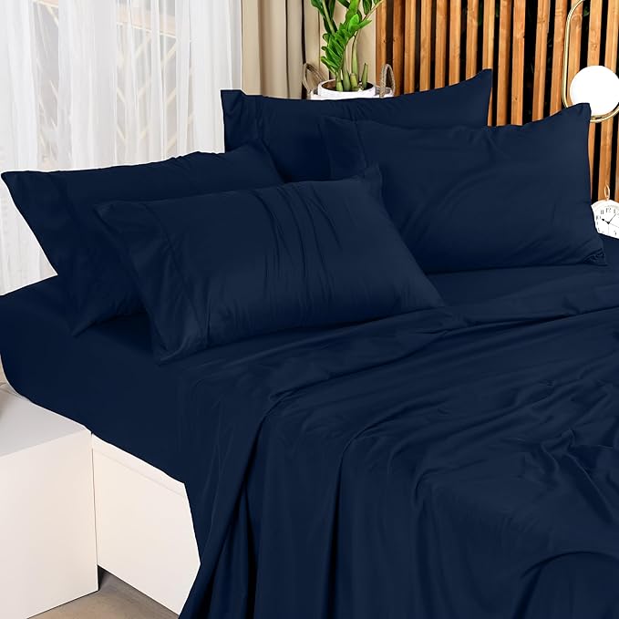 Toliya Bedding  - 4 Piece Bed Sheets  King Size Soft and Breathable Microfiber, Includes 1 Fitted Sheet, 1 Flat Sheet and 2 Pillow