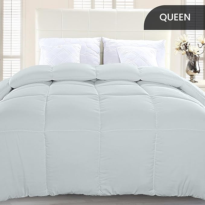 Soft Silver Quilted Comforter with Corner Tabs