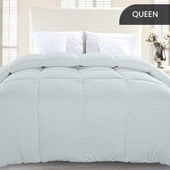 Soft Silver Quilted Comforter with Corner Tabs