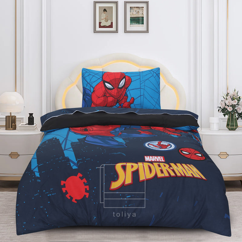 Kids Duvet Set with Flat Sheet with Pillow Cover Spider-Man