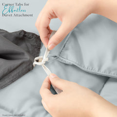 Soft Silver Quilted Comforter with Corner Tabs
