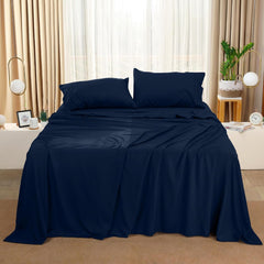 Toliya Bedding  - 4 Piece Bed Sheets  King Size Soft and Breathable Microfiber, Includes 1 Fitted Sheet, 1 Flat Sheet and 2 Pillow