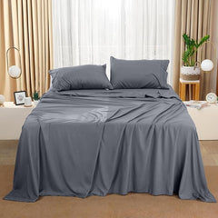 Toliya Bedding  - 4 Piece Bed Sheets  King Size Soft and Breathable Microfiber, Includes 1 Fitted Sheet, 1 Flat Sheet and 2 Pillow
