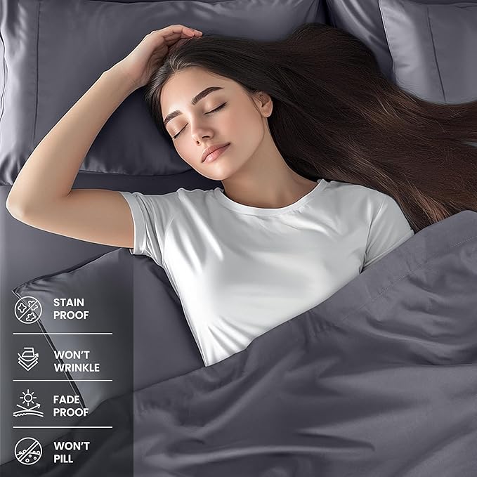 Toliya Bedding  - 4 Piece Bed Sheets  King Size Soft and Breathable Microfiber, Includes 1 Fitted Sheet, 1 Flat Sheet and 2 Pillow