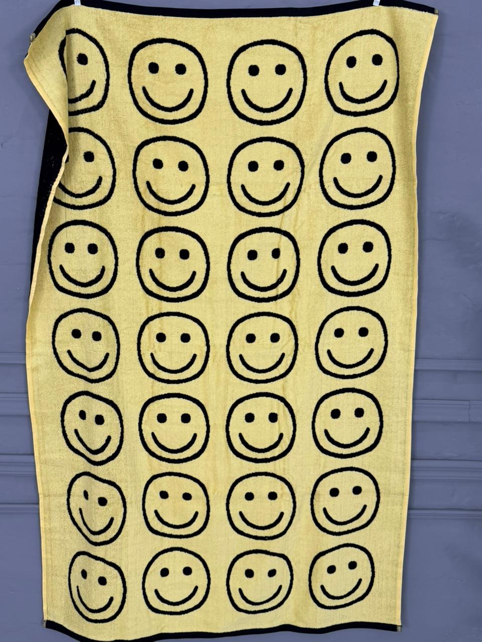 Happy Smiley Face Printed Cotton Bath Towel