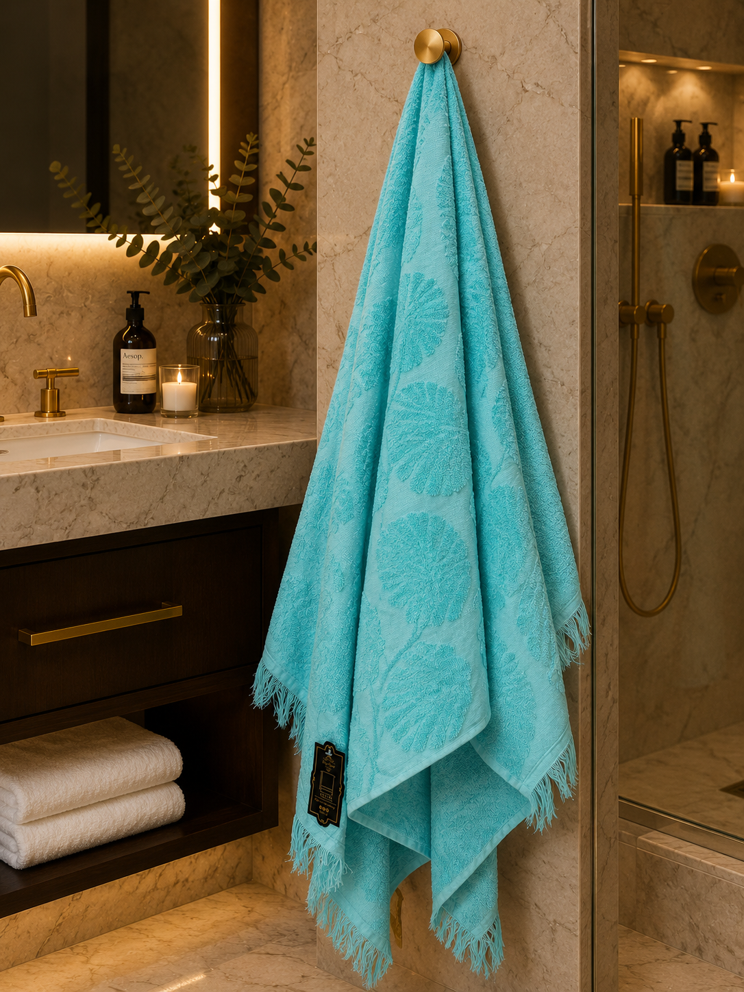 Floral Textured Cotton Towel
