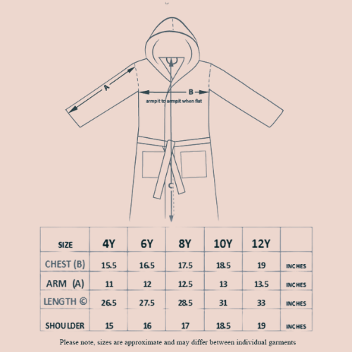 Child wearing a gray hooded robe on a white background