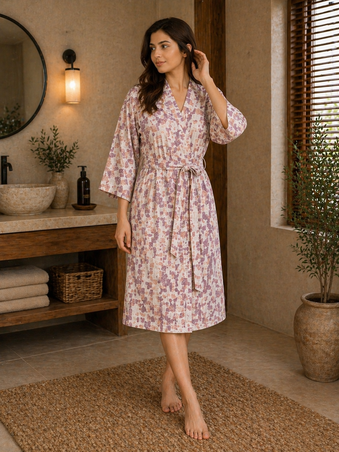 Premium Women Cotton Fabric Night Robe