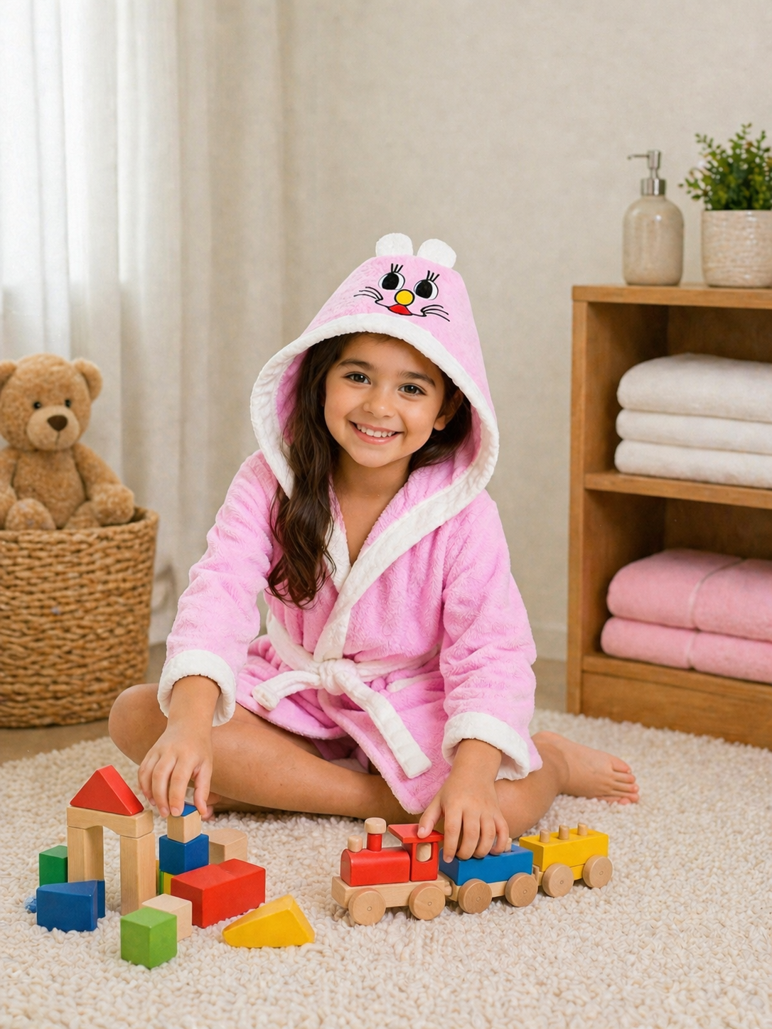 Kids Cartoon Hooded Bathrobe