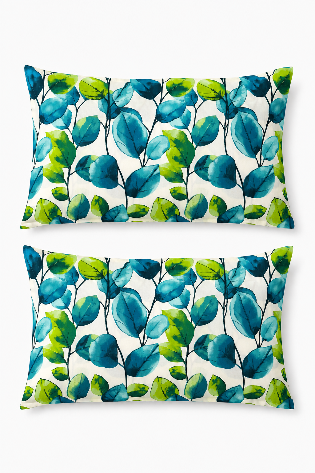 Aqua Leaf Bloom Pillow Set