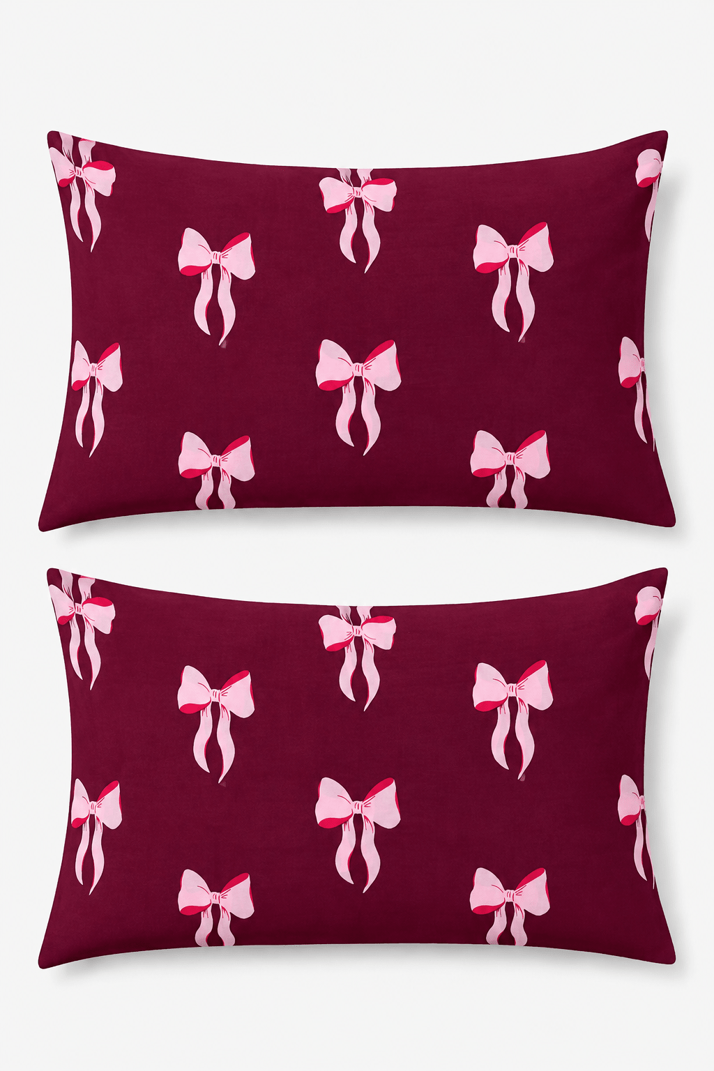 Maroon Bow Printed Pillow Covers - Toliya.co