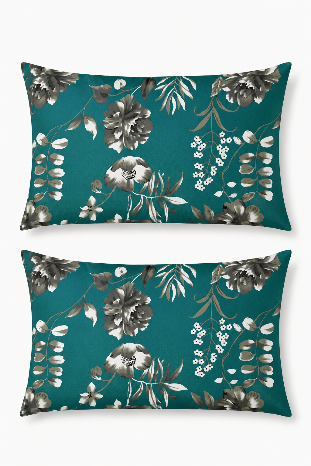 Teal Floral Printed Pillow Covers - Toliya.co