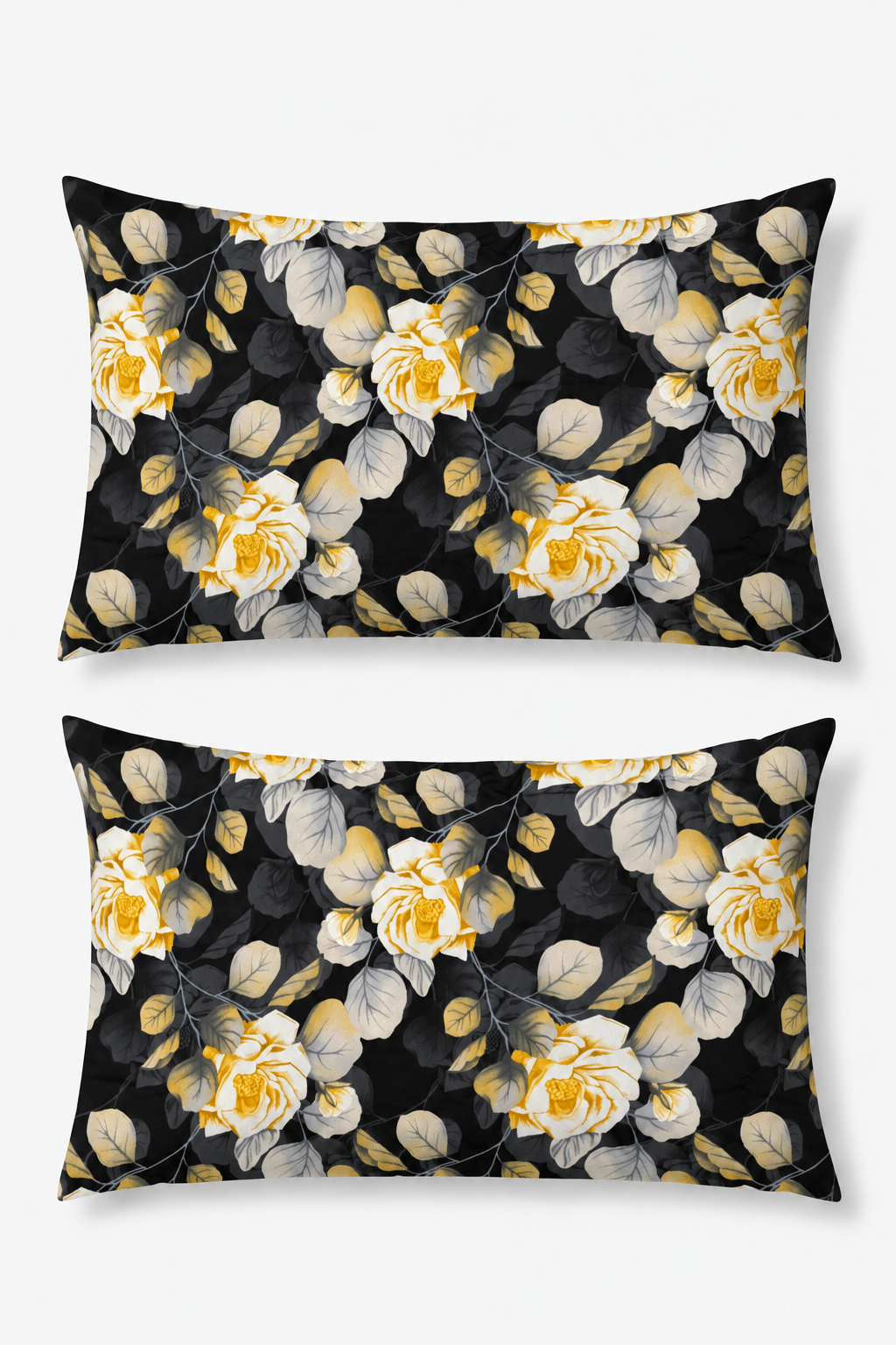 Black & Gold Floral Print Pillow Covers - Toliya.co