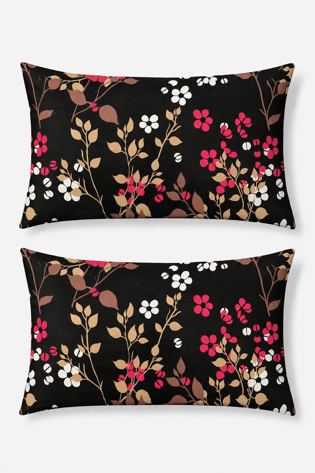 Black Floral Branch Print Pillow Covers - Toliya.co