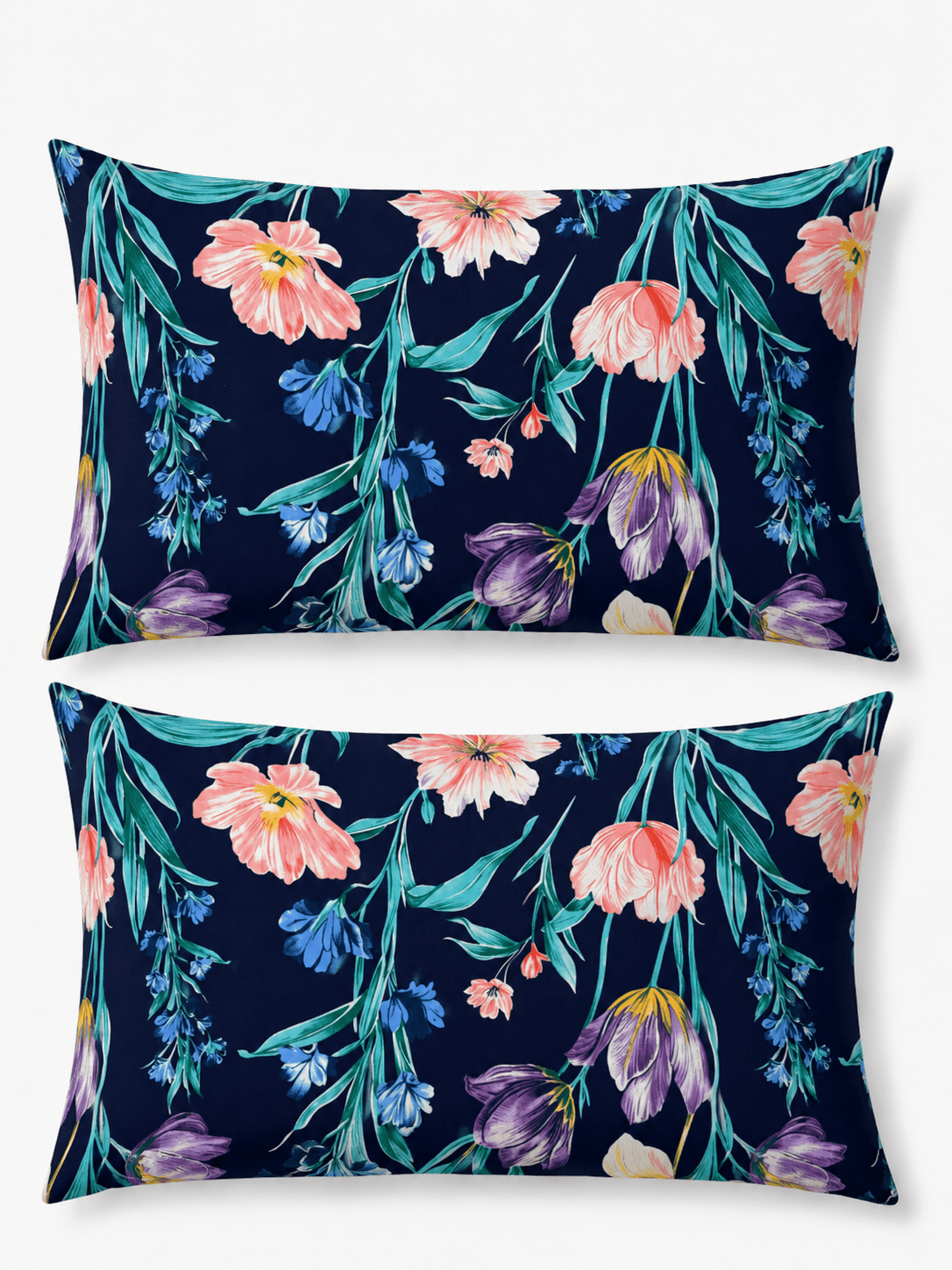 Navy Blue Floral Bloom Pillow Covers - Toliya.co