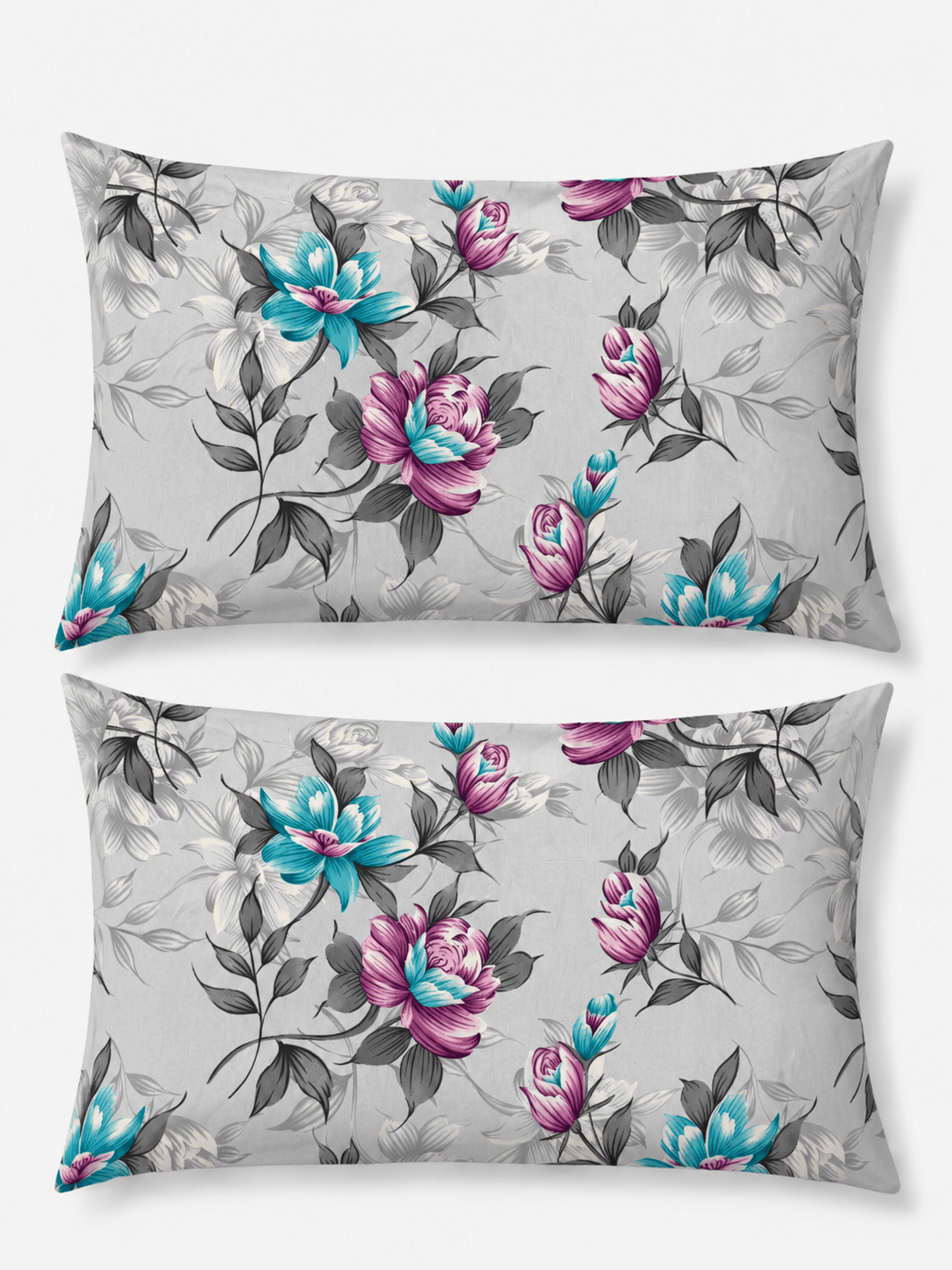 Grey Floral Bloom Pillow Covers - Toliya.co