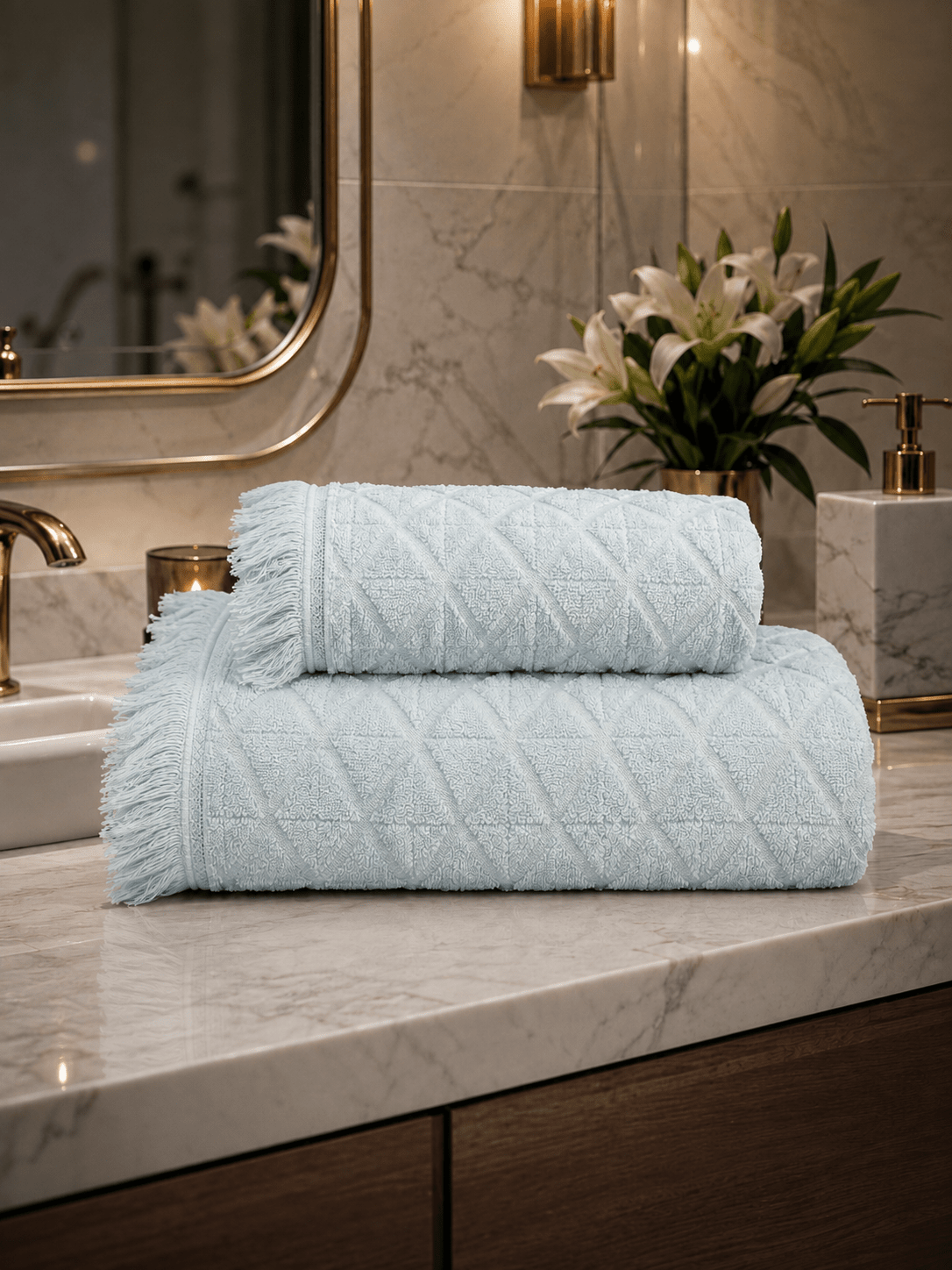 Diamond Weave Cotton Towels - Toliya.co