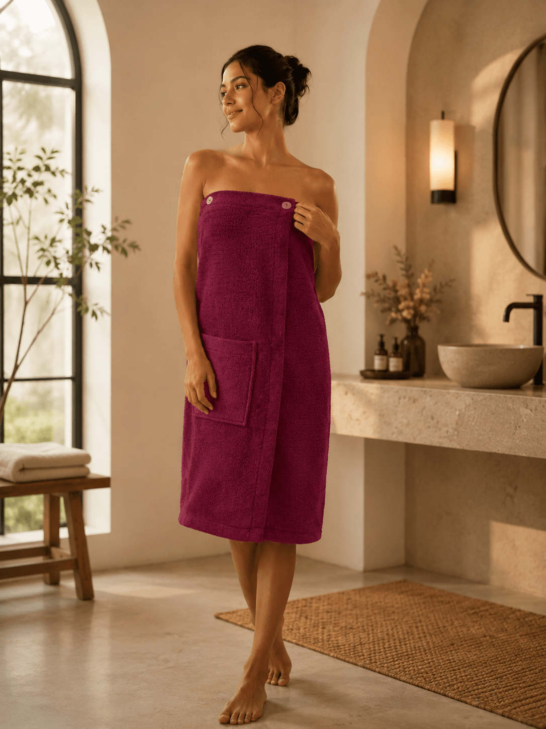 Premium  Plum Cotton Shower Wrap