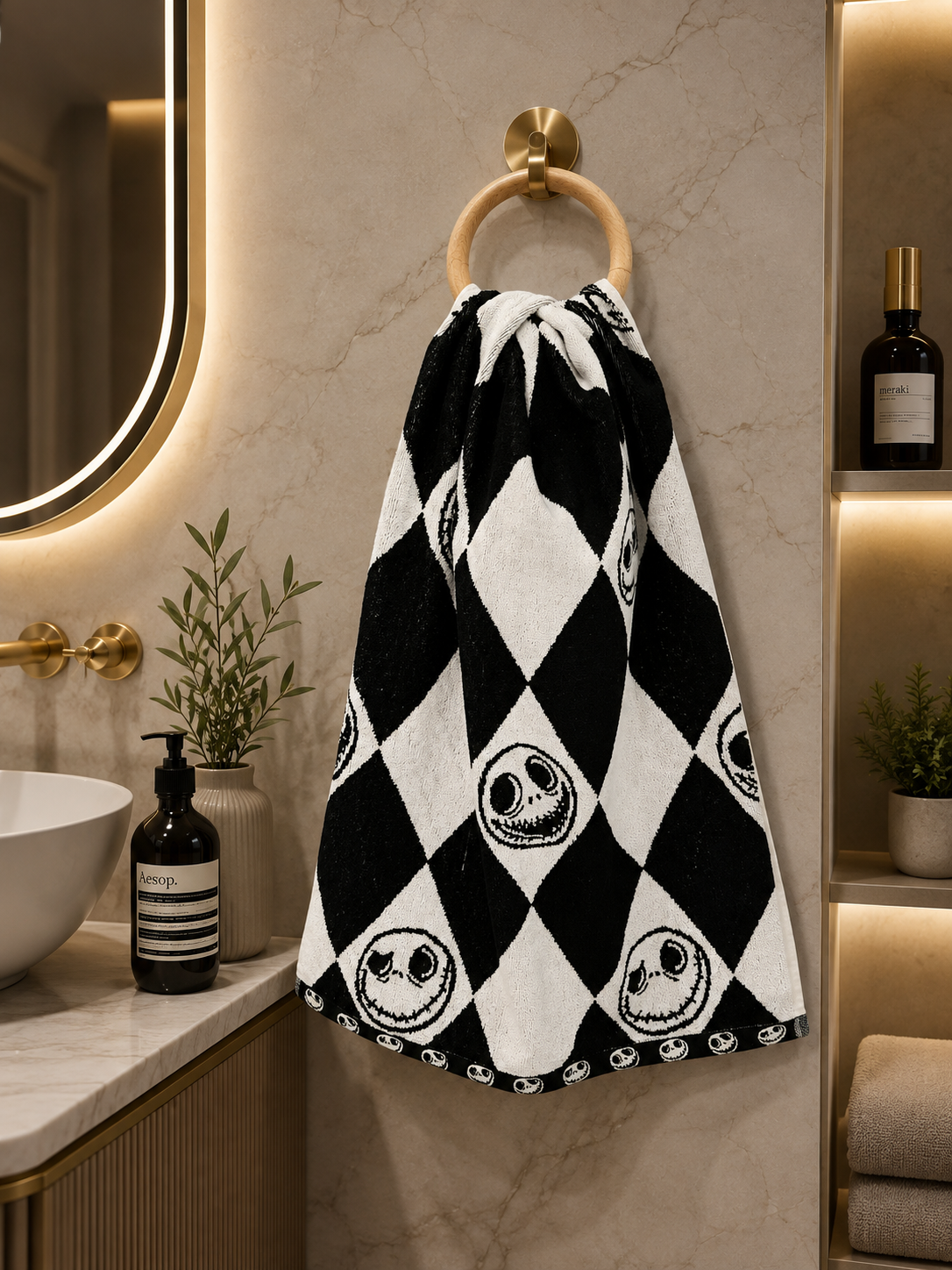 Black Diamond Cotton Hand Towel