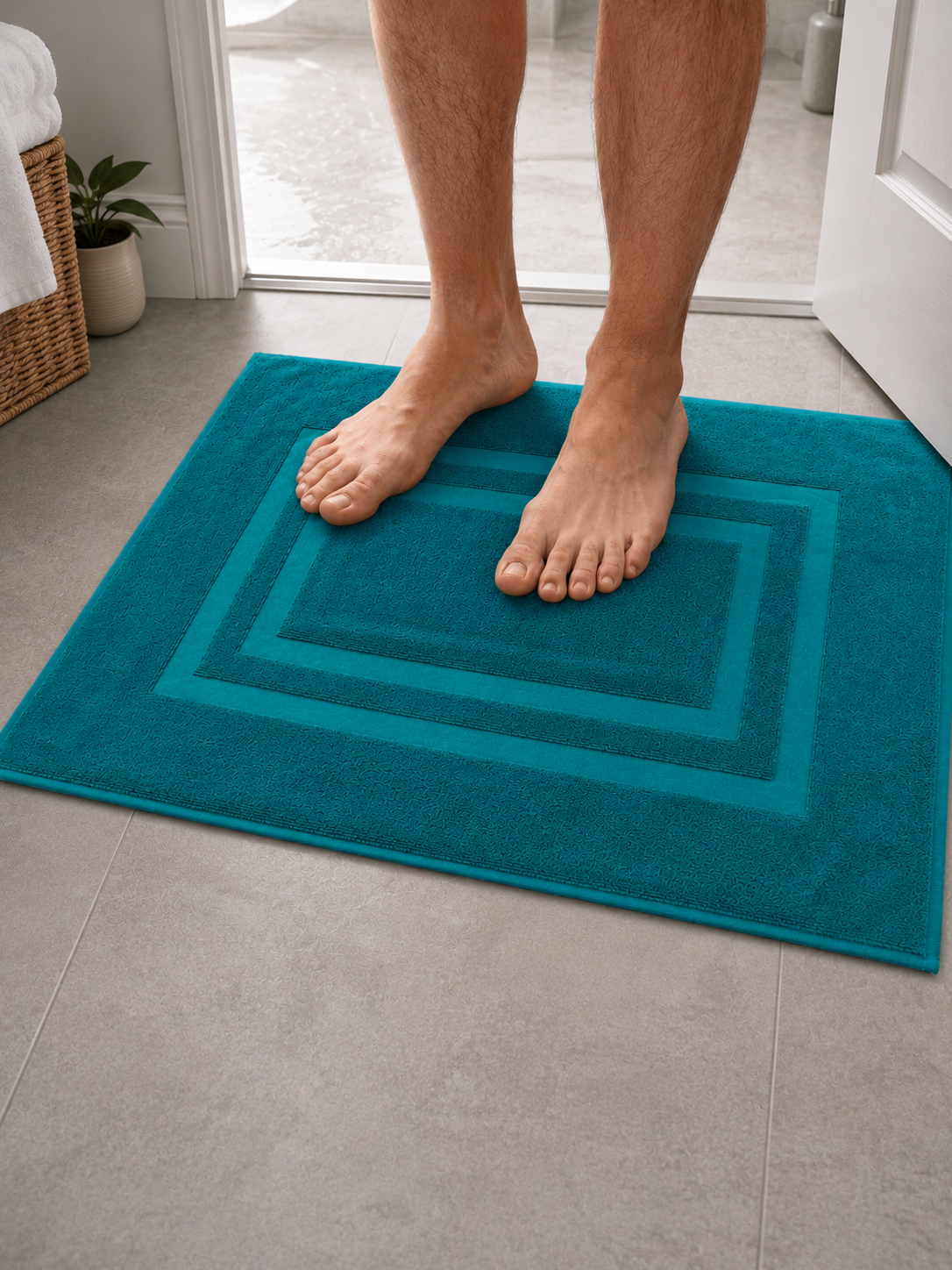 Classic Border Cotton Bath Mat