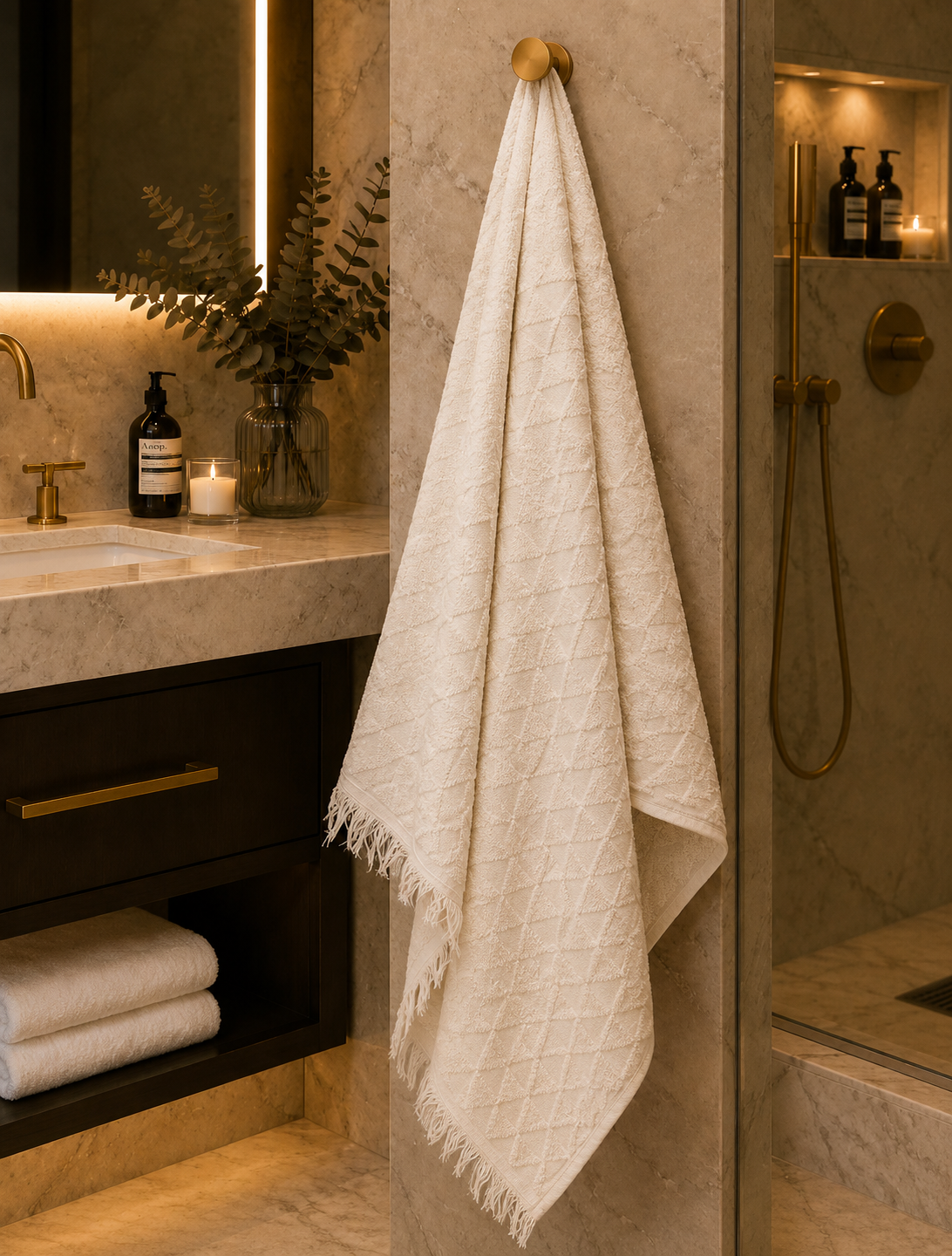 Plush Geometric Weave Towel