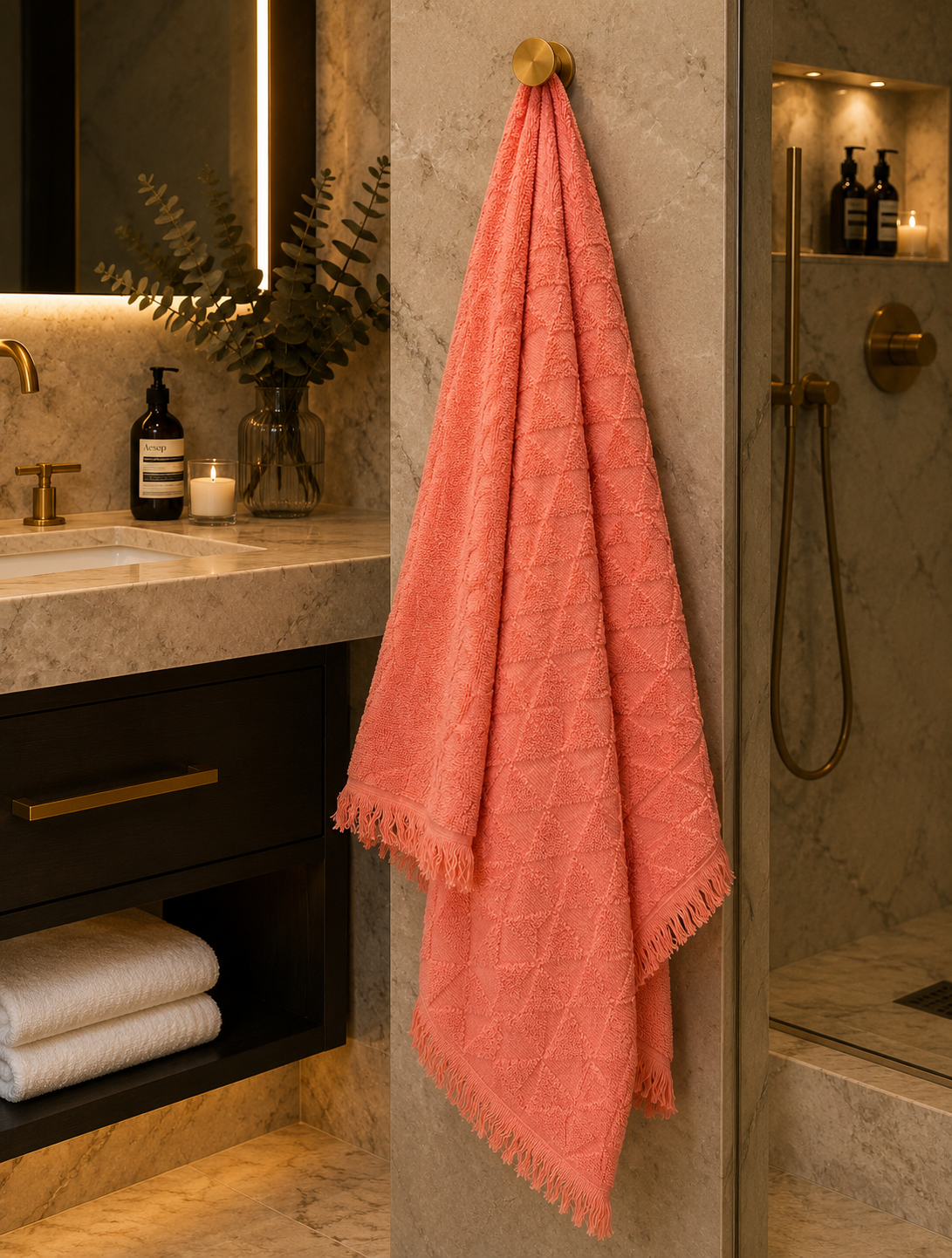 Plush Geometric Weave Towel