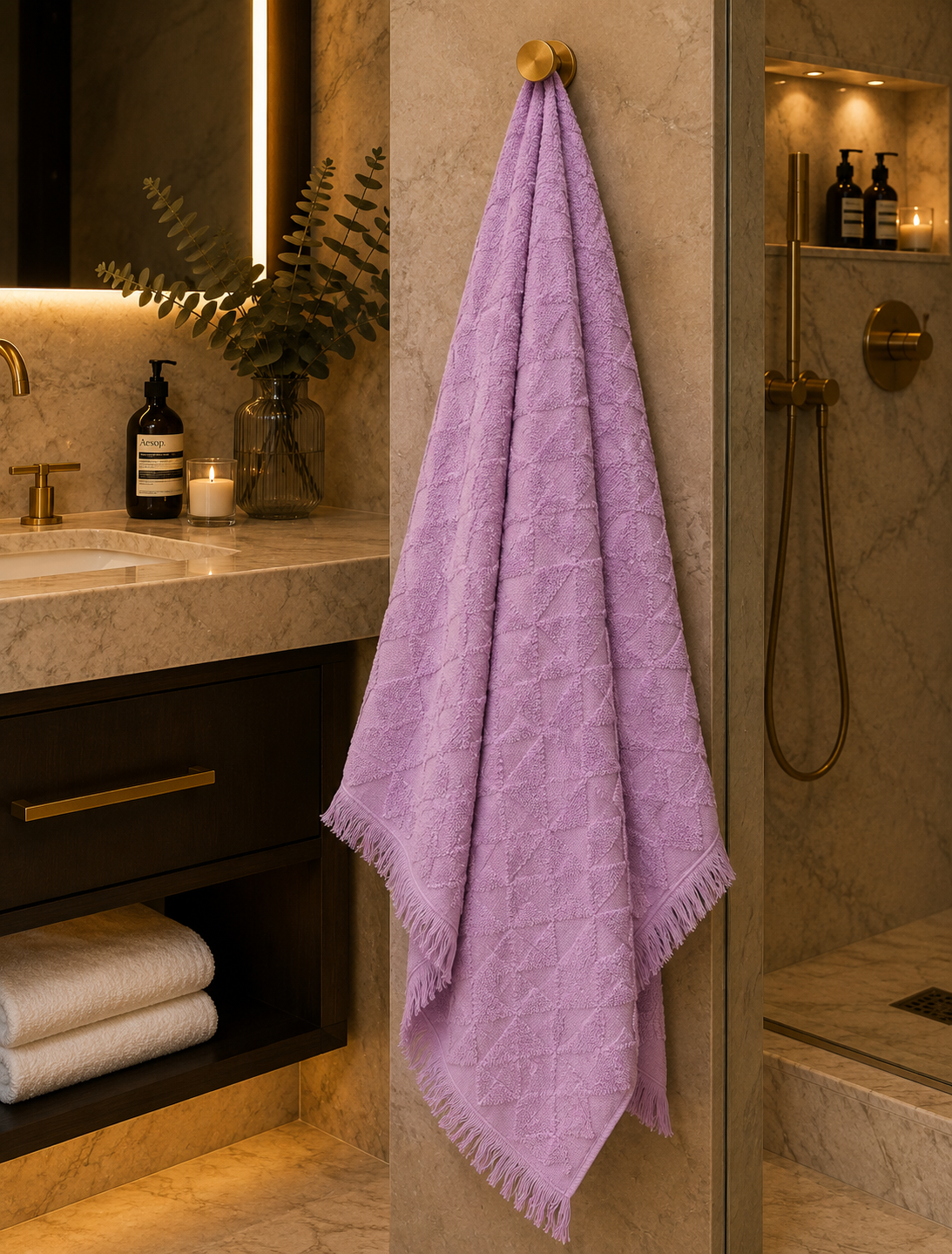 Plush Geometric Weave Towel