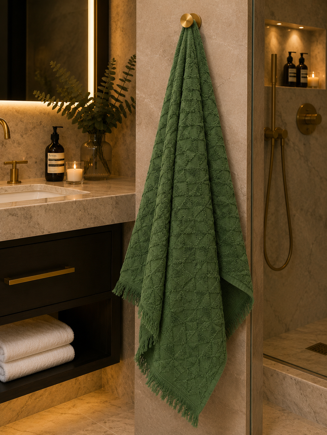 Plush Geometric Weave Towel