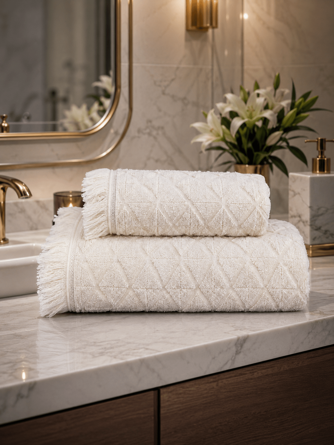 Diamond Weave Cotton Towels - Toliya.co