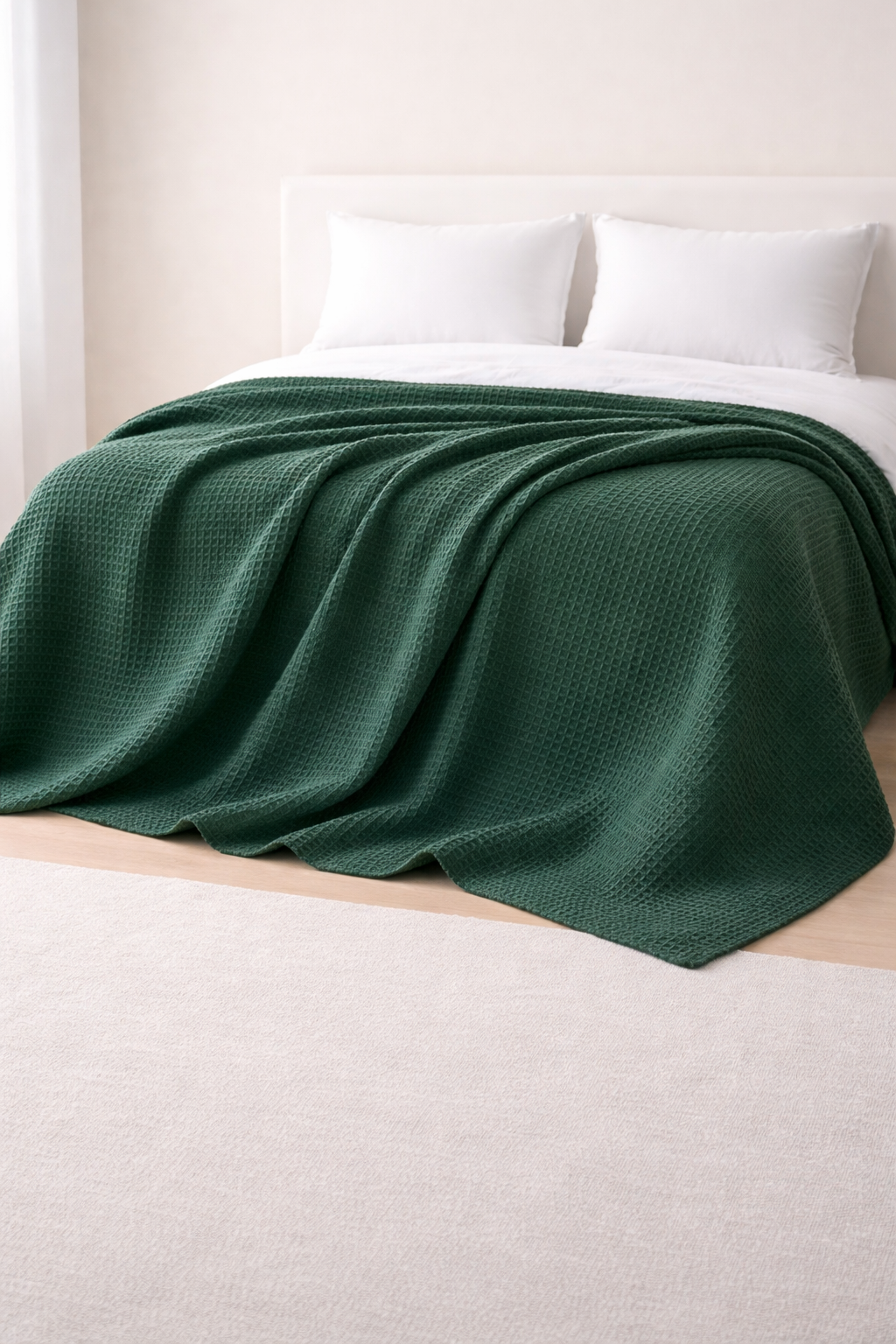 Serene Green Waffle Blanket