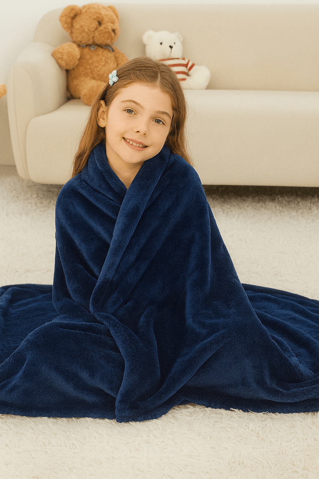 Summer Kids plush blanket navy-blue - Toliya.co