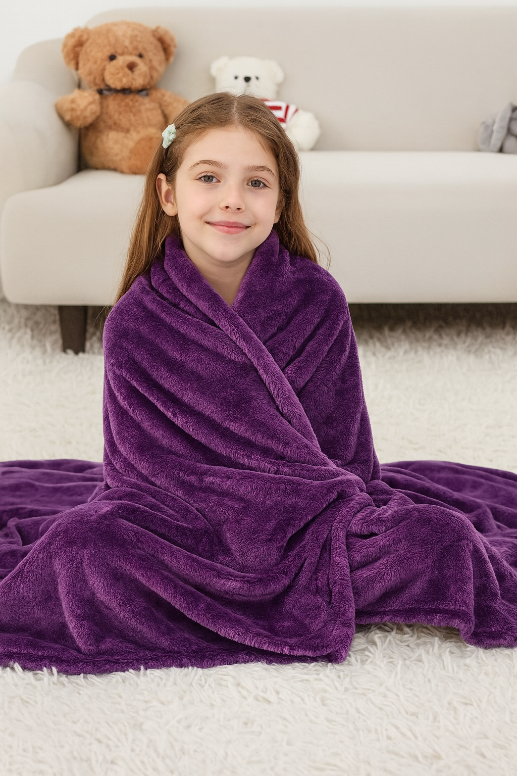 Kids plush blanket purple