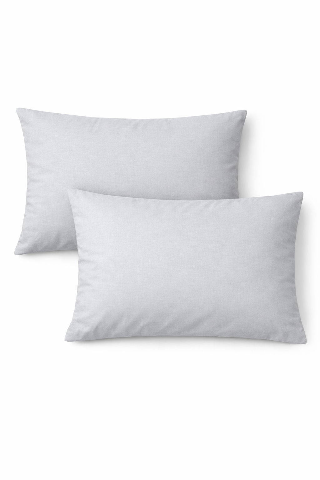 Two gray pillows on a white background