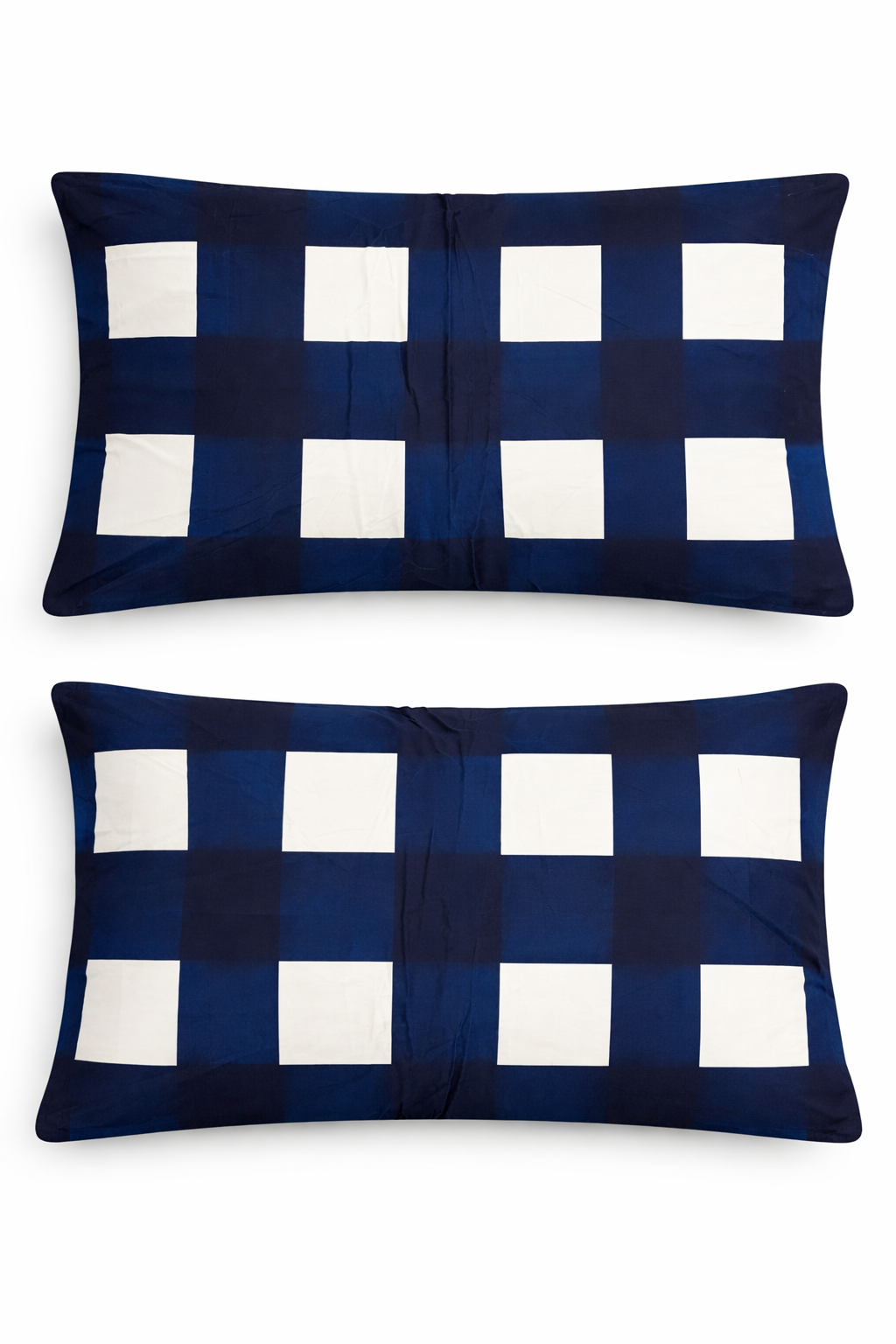 Navy Checkered Pillow Cover Set